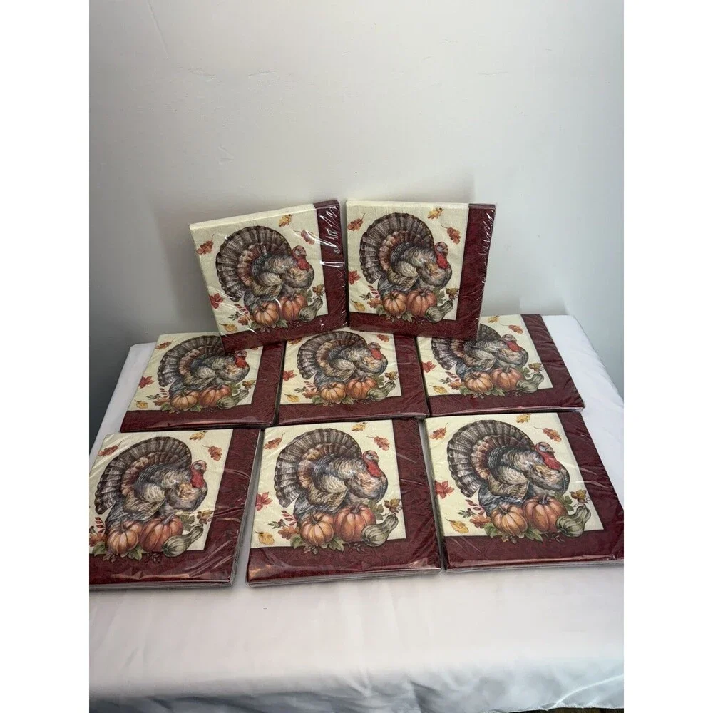 PACK OF 160 Christmas Napkins Timeless Turkey 2 Ply Dinner Paper Napkin USA MADE